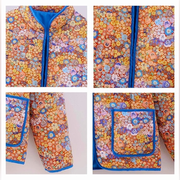 Dolman Quilted Puff Jacket, Floral Lightweight - Picture 2 of 8